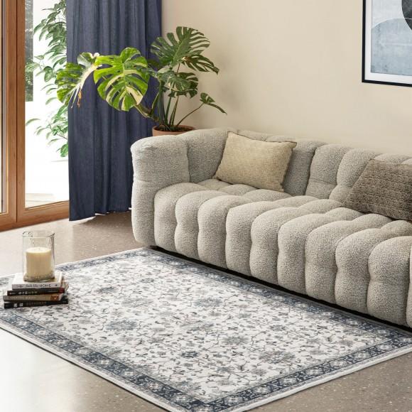 Glitzhome Glitzhome 5" X 8" Oriental Ivory/ Blue Area Rugs