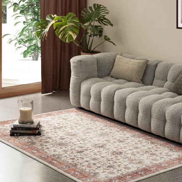 Glitzhome Glitzhome 5" X 8" Oriental Ivory/ Red Area Rugs