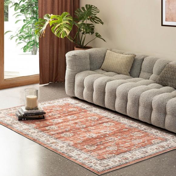 Glitzhome Glitzhome 5" X 8"Oriental Red/ Ivory Area Rugs