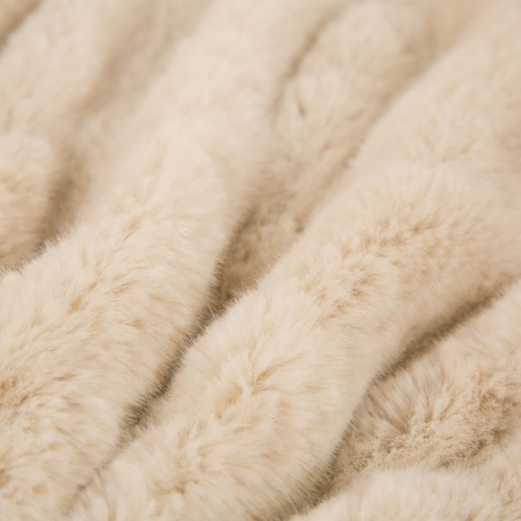Glitzhome Glitzhome 50"*60" Faux Fur Elastic Throw/Blanket Beige (Face Fabric 1000gsm; Back 210gsm)