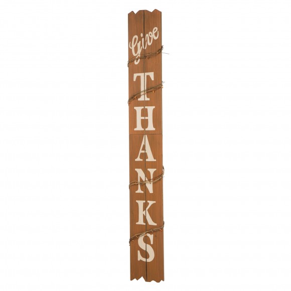 glitzhome Glitzhome 51.57" H Wooden "Give THANKS" Porch Sign Board with Cane Decoration