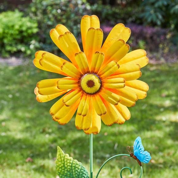 Glitzhome Glitzhome 51.75"H Set Of 3 Oversized Metal Dimensional Flowers Yardstake Or Wall Décor (Two Functions)