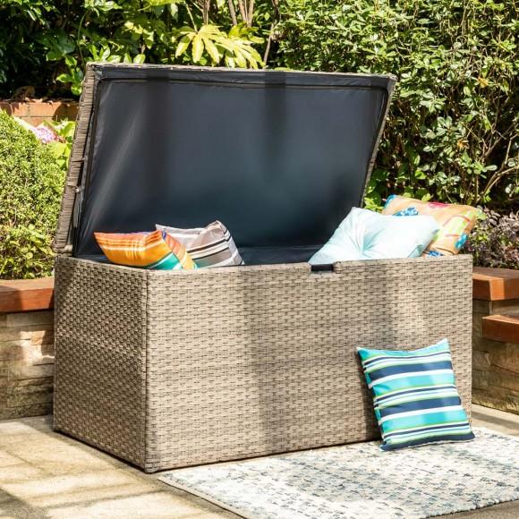 Glitzhome Glitzhome 52.75"L Outdoor Patio Oversized All-Weather Gray Handwoven Wicker Storage Box