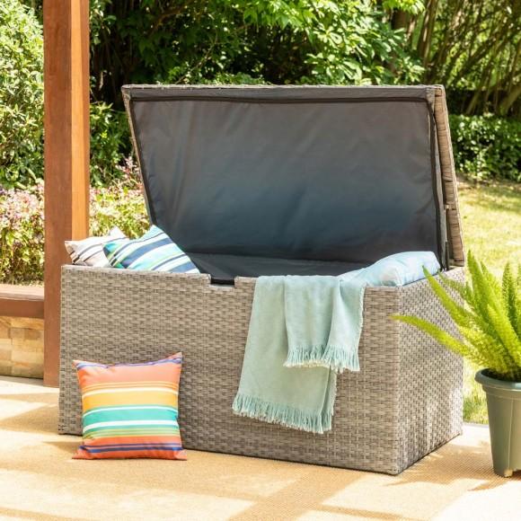 Glitzhome Glitzhome 52.75"L Outdoor Patio Oversized All-Weather Gray Handwoven Wicker Storage Box