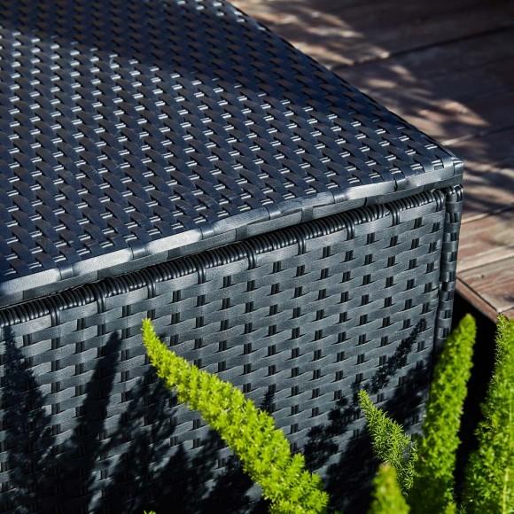 Glitzhome Glitzhome 52.75"L Outdoor Patio Oversized All-Weather Handwoven Wicker Black Storage Box
