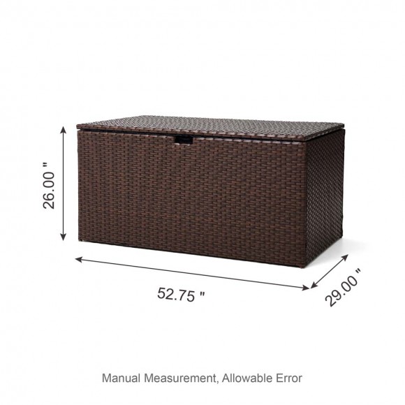 Glitzhome Glitzhome 52.75"L Outdoor Patio Oversized All-Weather Handwoven Wicker Brown Storage Box
