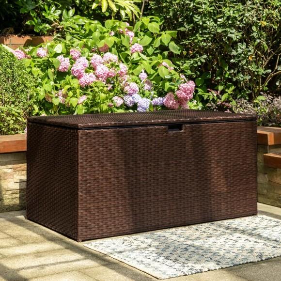 Glitzhome Glitzhome 52.75"L Outdoor Patio Oversized All-Weather Handwoven Wicker Brown Storage Box