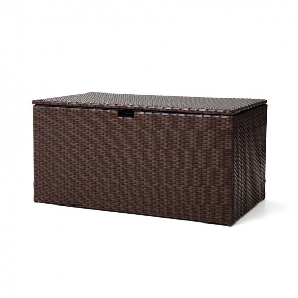 glitzhome Glitzhome 52.75"L Outdoor Patio Oversized All-Weather Handwoven Wicker Brown Storage Box glitzhome Glitzhome 52.75"L Outdoor Patio Oversized All-Weather Handwoven Wicker Brown Storage Box