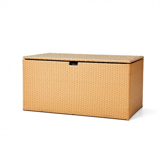 glitzhome Glitzhome 52.75"L Outdoor Patio Oversized All-Weather Wicker Natural Yellow Storage Trunk glitzhome Glitzhome 52.75"L Outdoor Patio Oversized All-Weather Wicker Natural Yellow Storage Trunk