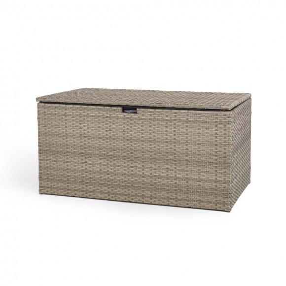 glitzhome Glitzhome 52.75"L Outdoor Patio Oversized All-Weather Gray Handwoven Wicker Storage Box glitzhome Glitzhome 52.75"L Outdoor Patio Oversized All-Weather Gray Handwoven Wicker Storage Box