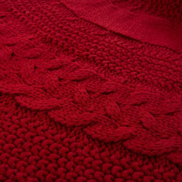 Glitzhome Glitzhome 52"D Knitted Acrylic Christmas Tree Skirt - Red
