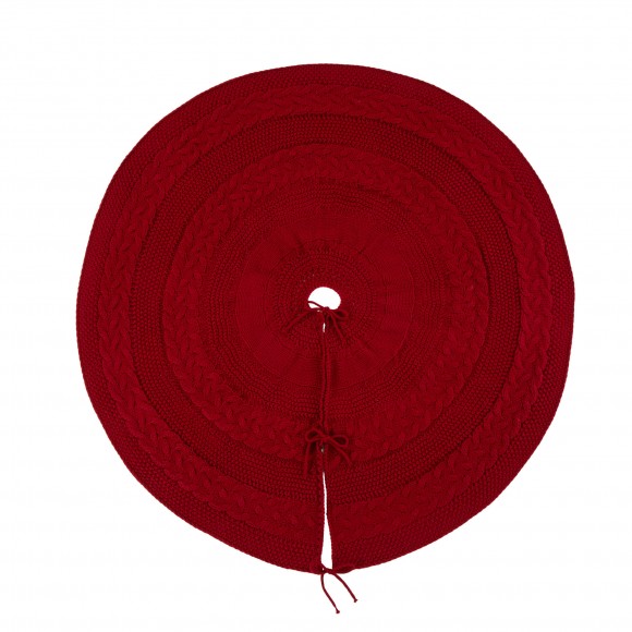 Glitzhome Glitzhome 52"D Knitted Acrylic Christmas Tree Skirt - Red