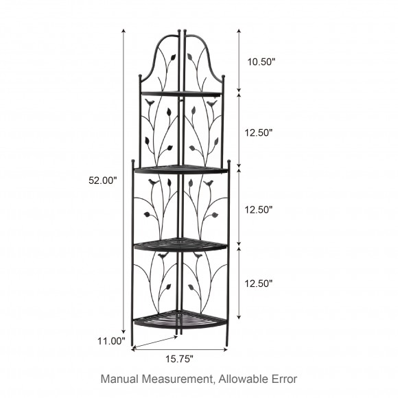 Glitzhome Glitzhome 52"H 4-Tiered Black Metal Corner Shelf Plant Stand Or Storage Rack