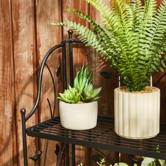 Glitzhome Glitzhome 52"H 4-Tiered Black Rectangular Metal Shelf Plant Stand Or Storage Rack