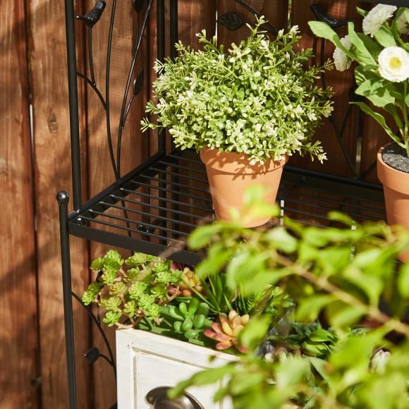 Glitzhome Glitzhome 52"H 4-Tiered Black Rectangular Metal Shelf Plant Stand Or Storage Rack