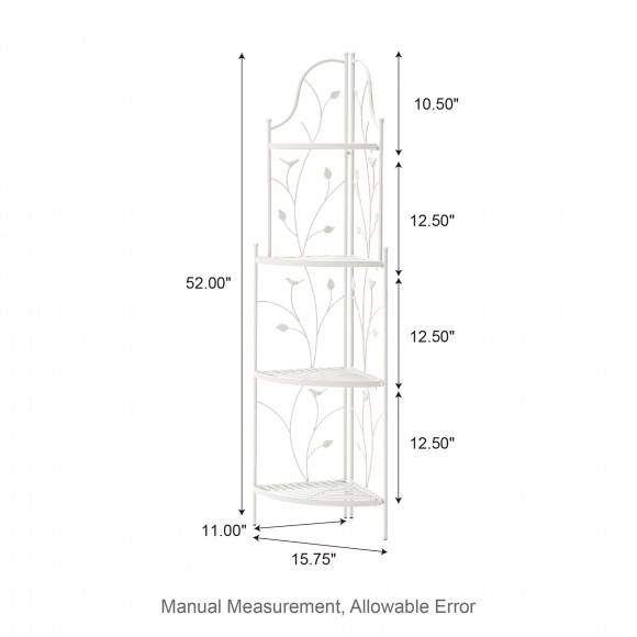 Glitzhome Glitzhome 52"H 4-Tiered White Metal Corner Shelf Plant Stand Or Storage Rack