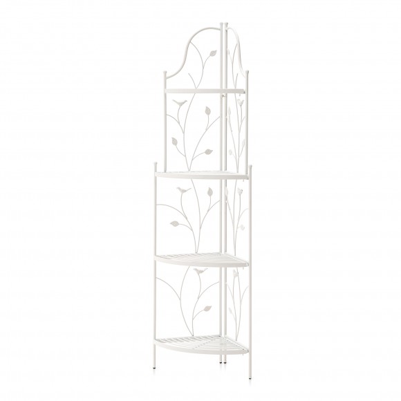 glitzhome Glitzhome 52"H 4-Tiered White Metal Corner Shelf Plant Stand or Storage Rack