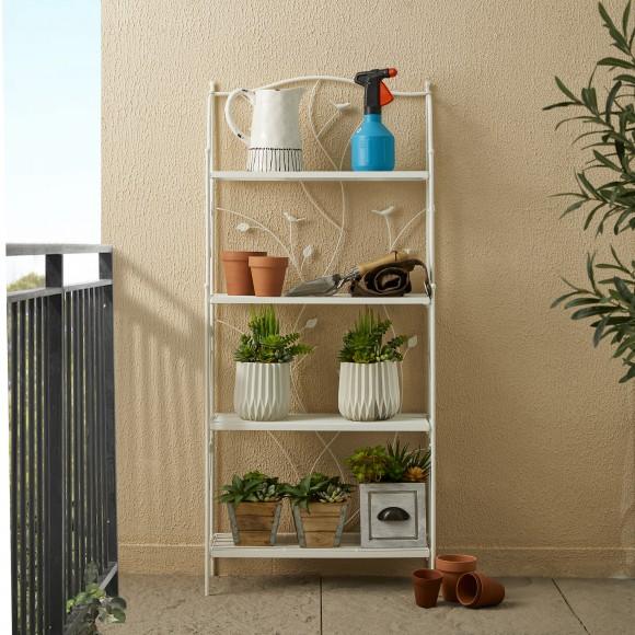 Glitzhome Glitzhome 52"H 4-Tiered White Rectangular Metal Shelf Plant Stand Or Storage Rack