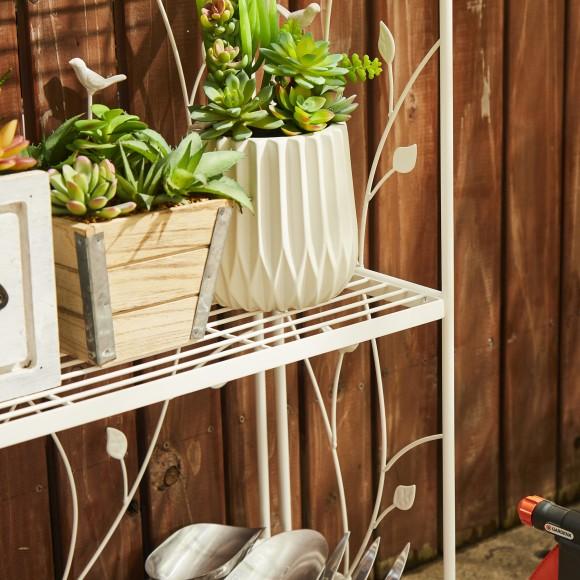 Glitzhome Glitzhome 52"H 4-Tiered White Rectangular Metal Shelf Plant Stand Or Storage Rack