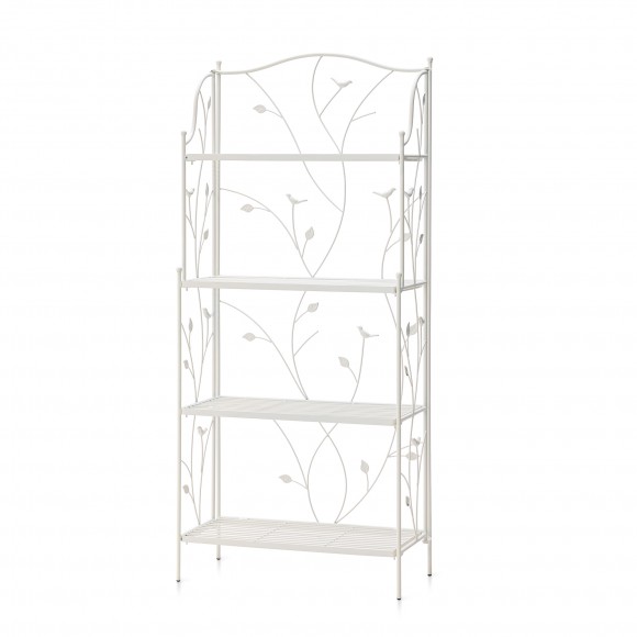 glitzhome Glitzhome 52"H 4-Tiered White Rectangular Metal Shelf Plant Stand or Storage Rack