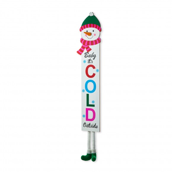 glitzhome Glitzhome 54"H Christmas Wooden "Baby it's COLD Outside" Snowman Porch Sign with Fabric Dangling Legs(KD)