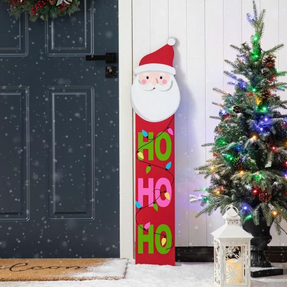 Glitzhome Glitzhome 54"H Christmas Wooden "HOHOHO" Santa Porch Sign With Fabric Dangling Legs(KD)