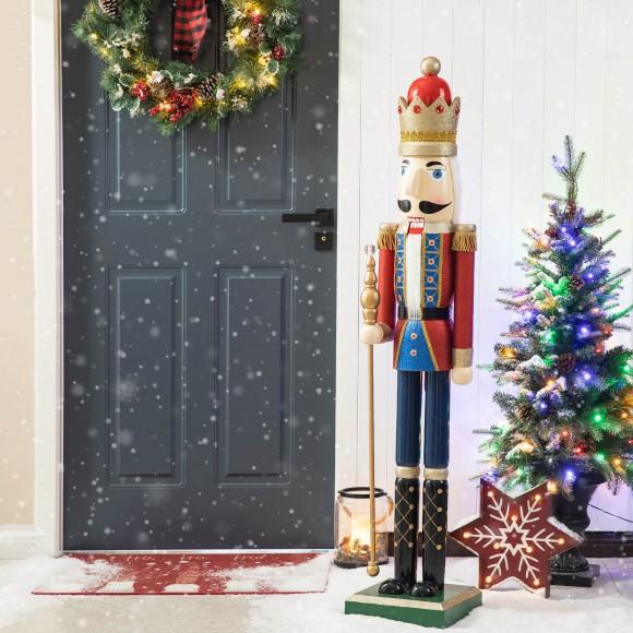 Glitzhome Glitzhome 54"H Wooden Christmas Glitter King Nutcracker