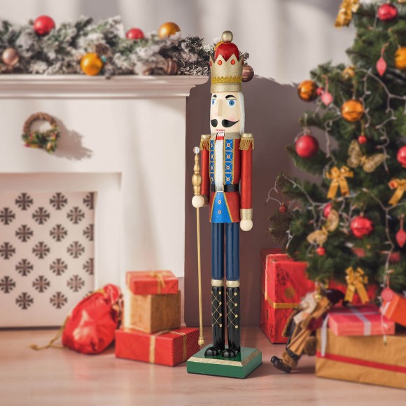 Glitzhome Glitzhome 54"H Wooden Christmas Glitter King Nutcracker