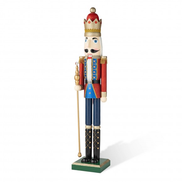 glitzhome Glitzhome 54"H Wooden Christmas Glitter King Nutcracker