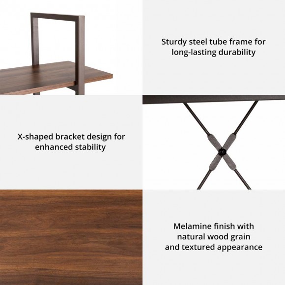 Glitzhome Glitzhome 55"H Modern Industrial Brown Wood/Metal 4-Tier Bookcases & Shelves