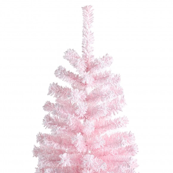 Glitzhome Glitzhome 5ft Pre-Lit Flocked Pink Artificial Christmas Porch Tree With 130 Warm White/multi-color LED Lights 8 Function W/Foot Pedal