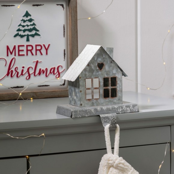 Glitzhome Glitzhome 6.00"H Galvanized House Stocking Holder