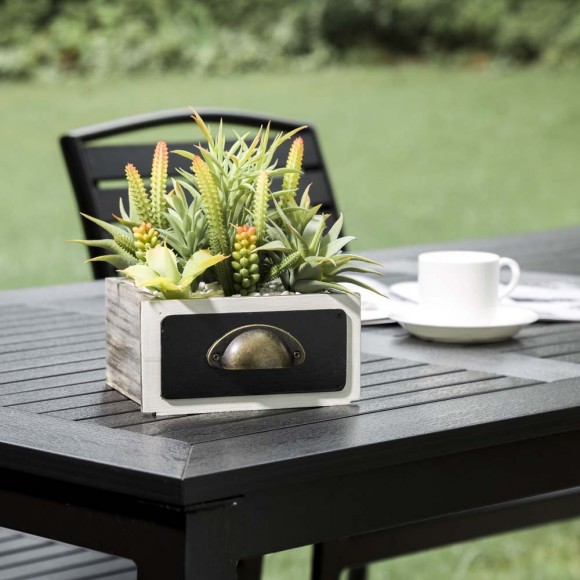 Glitzhome Glitzhome 6.25"H Succulent Plants In Wooden Box
