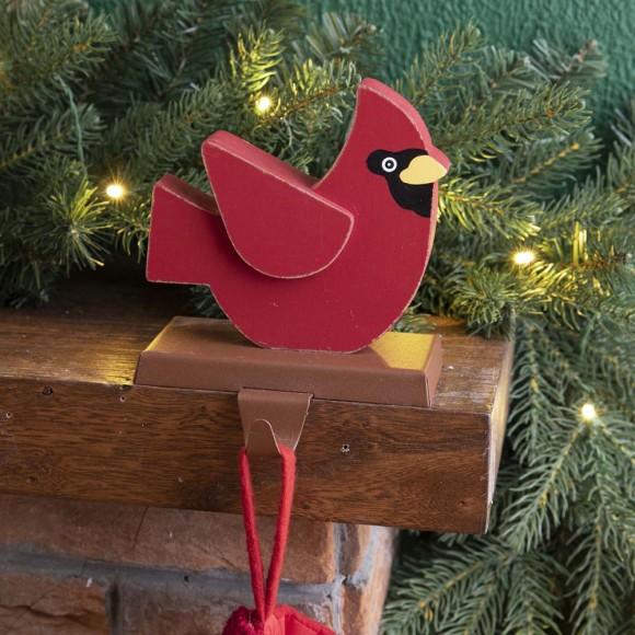 Glitzhome Glitzhome 6.3"H Wooden Christmas Red Bird Stocking Holder