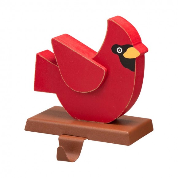 Glitzhome Glitzhome 6.3"H Wooden Christmas Red Bird Stocking Holder