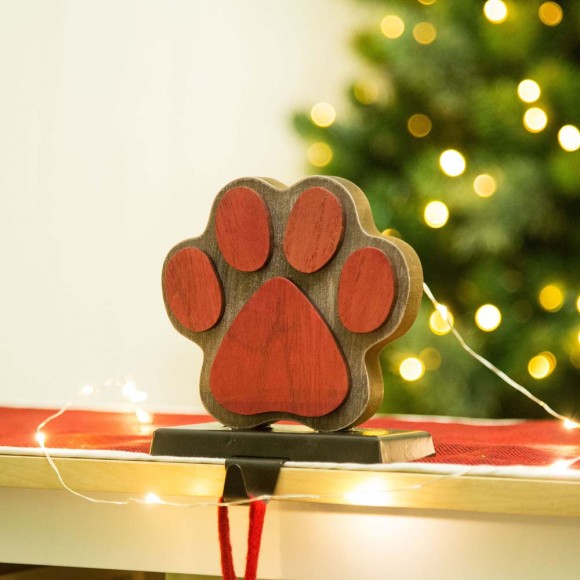 Glitzhome Glitzhome 6.50"H Wooden Metal Paw Stocking Holder