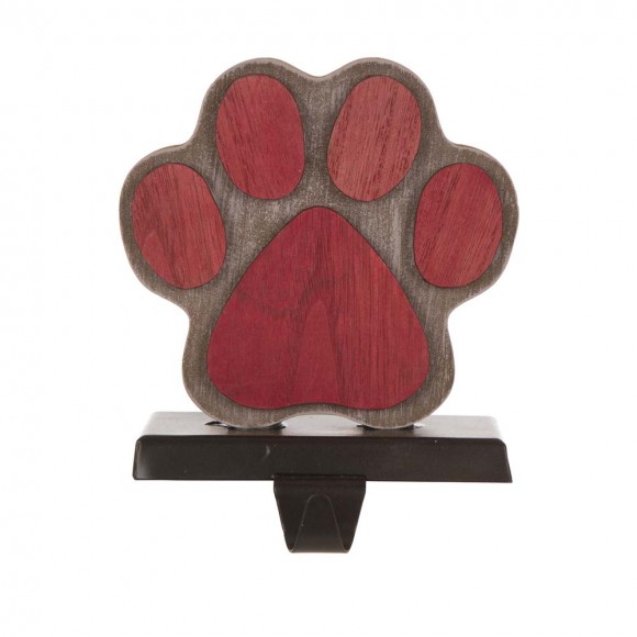 glitzhome Glitzhome 6.50"H Wooden Metal Paw Stocking Holder