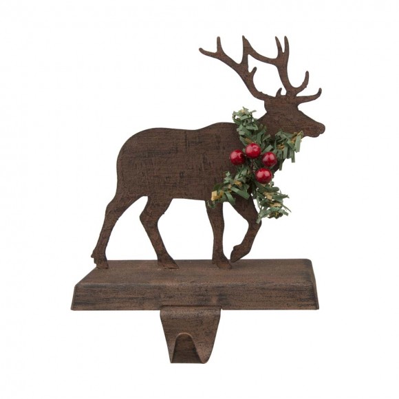 Glitzhome Glitzhome 6.50"H Wooden/Metal Reindeer Stocking Holder
