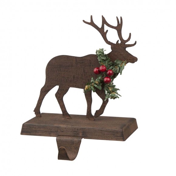 glitzhome Glitzhome 6.50"H Wooden/Metal Reindeer Stocking Holder