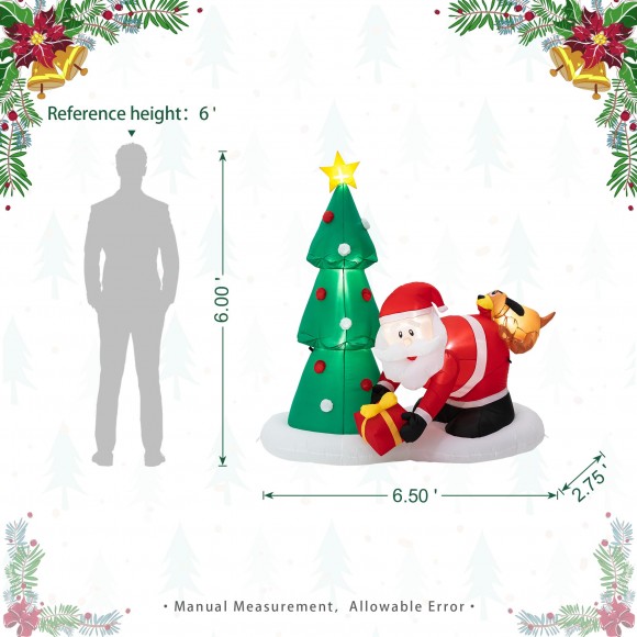 Glitzhome Glitzhome 6.5FT Lighted Dog Bites Santa's Ass Inflatable Decor