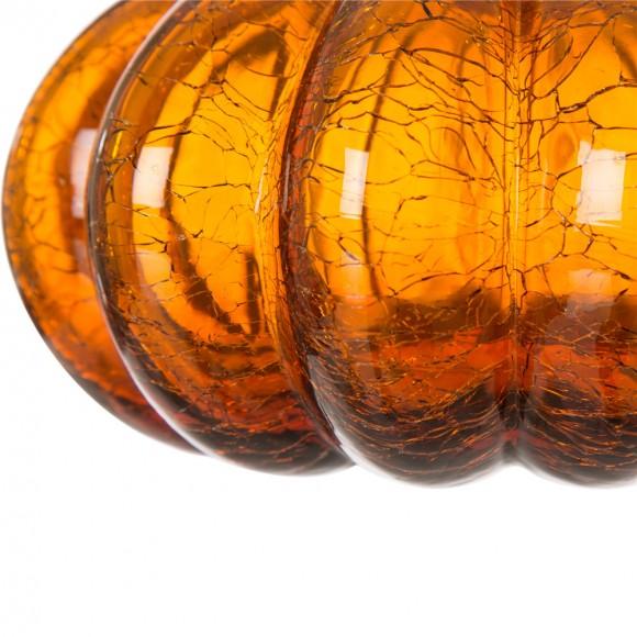 Glitzhome Glitzhome 6.69"L Hand Blown Amber Crackle Glass Pumpkin Decor