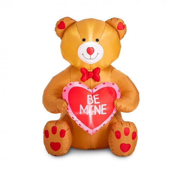 glitzhome Glitzhome 6 ft Lighted Valentine's Inflatable Bear with Heart Decor