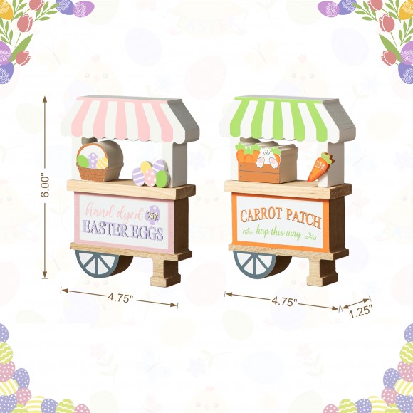 Glitzhome Glitzhome 6"H S/2 Easter Wooden Booths Table Decor