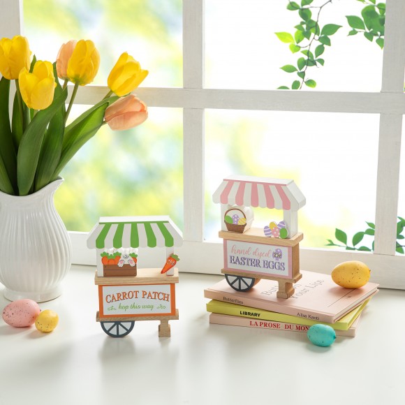 Glitzhome Glitzhome 6"H S/2 Easter Wooden Booths Table Decor