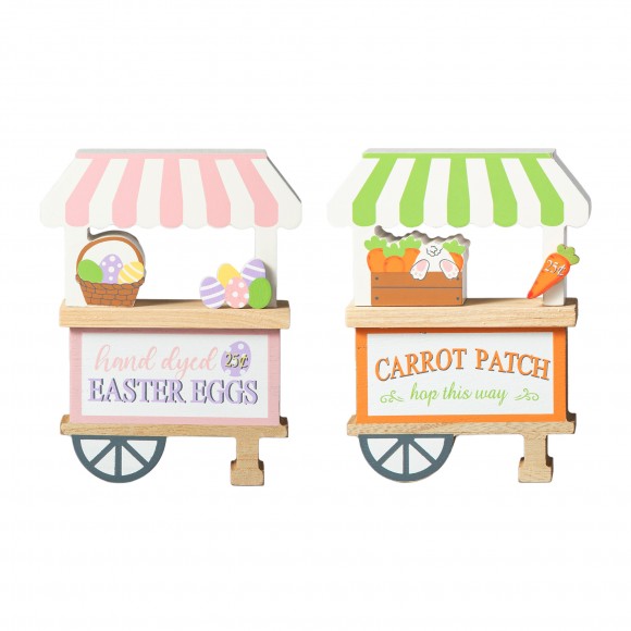 Glitzhome Glitzhome 6"H S/2 Easter Wooden Booths Table Decor