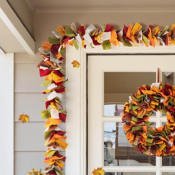 Glitzhome Glitzhome 6'L Fall Multi Color Felt Garland