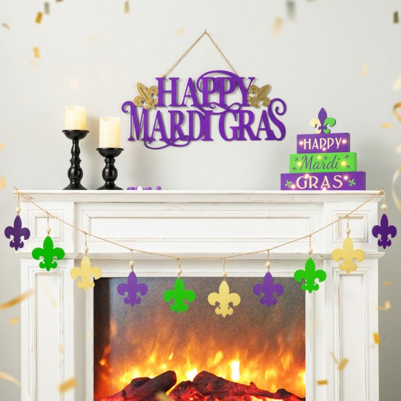 Glitzhome Glitzhome 6'L Mardi Gras Metal Fleur-de-Lis Garland