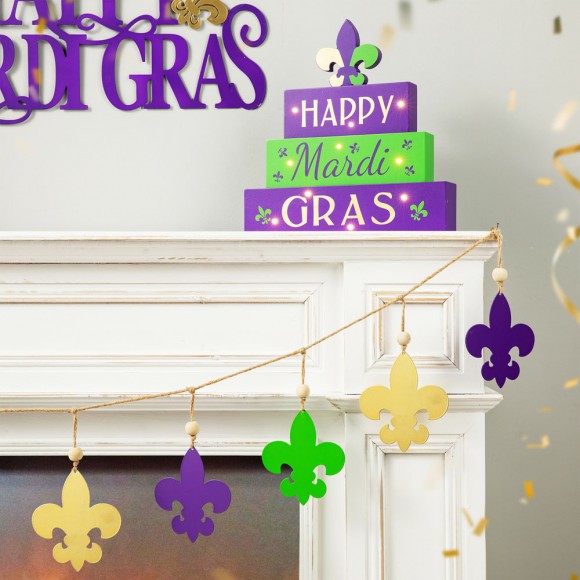 Glitzhome Glitzhome 6'L Mardi Gras Metal Fleur-de-Lis Garland