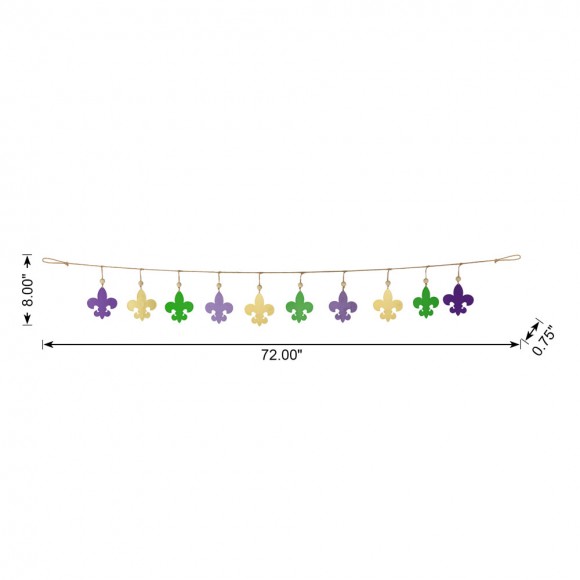 Glitzhome Glitzhome 6'L Mardi Gras Metal Fleur-de-Lis Garland