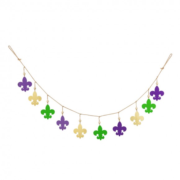 glitzhome Glitzhome 6'L Mardi Gras Metal Fleur-de-Lis Garland